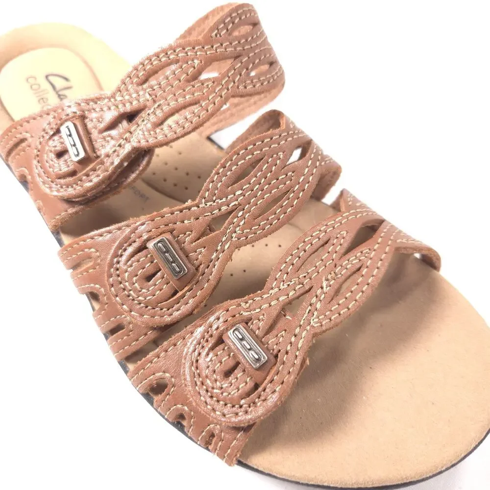 Clarks Collection 3 Strap Casual Sandal Womens Size 6 26710 Brown Black